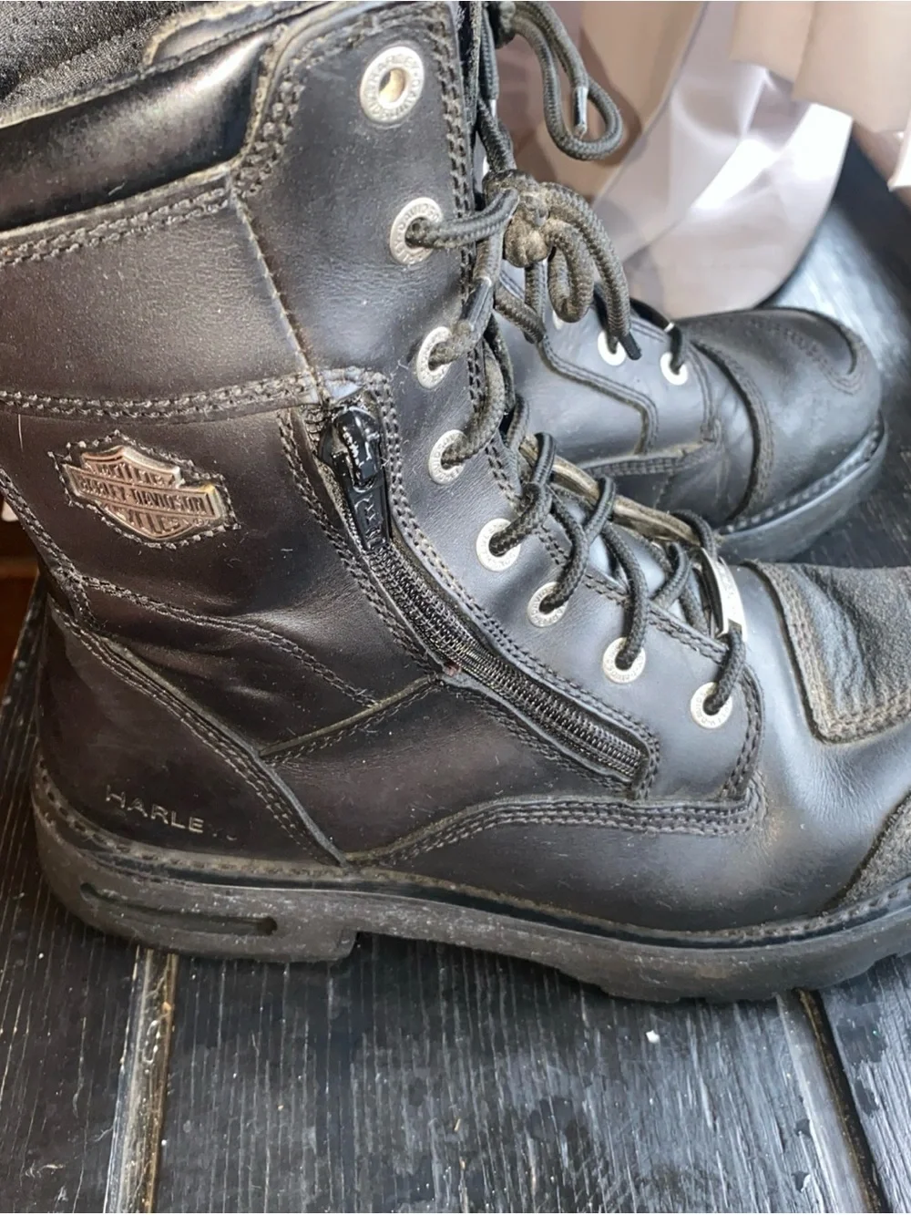 Harley-Davidson Men’s Black Lace-Up Leather Motorcycle Boots